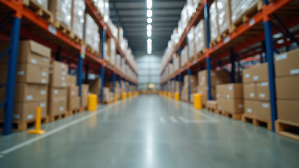 Close-up of a warehouse with imported goods ready for distribution