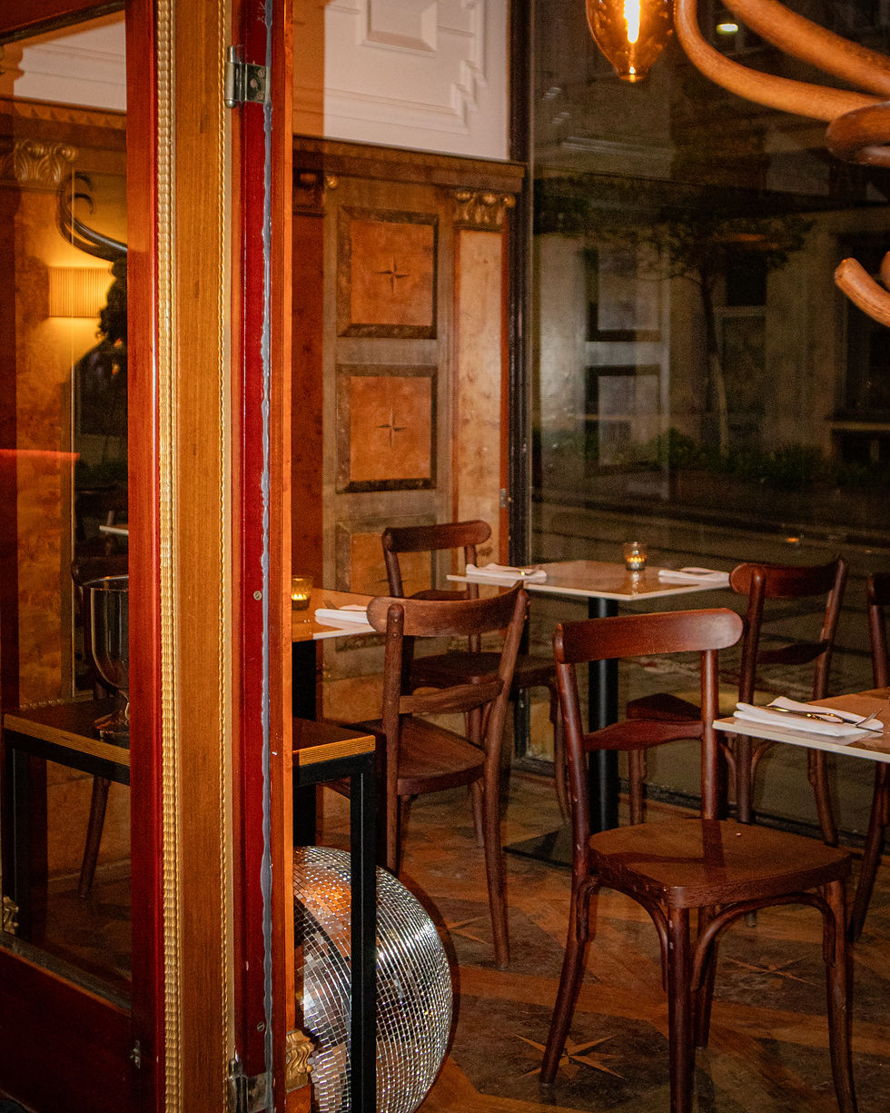 Restaurant interior with table setup