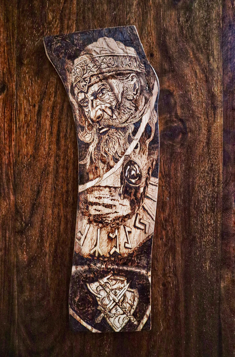 Viking, Nordic, warrior, Pyrography, wood burning, Norse, Norse mythology, wood, fifth wedding, gifts for men