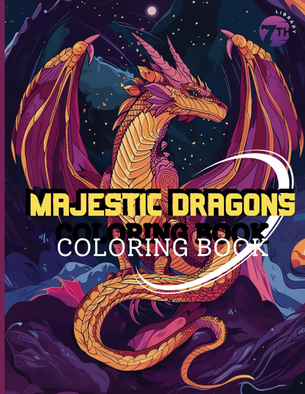 Dragon Coloring Book for Adults and Kids: 50 Majestic Dragons