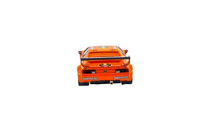 Miniaturbild: Modell des Carrera BMW M1 Procar "Jägermeister Racing Team, No. 1" in Orange mit goldenen Felgen.