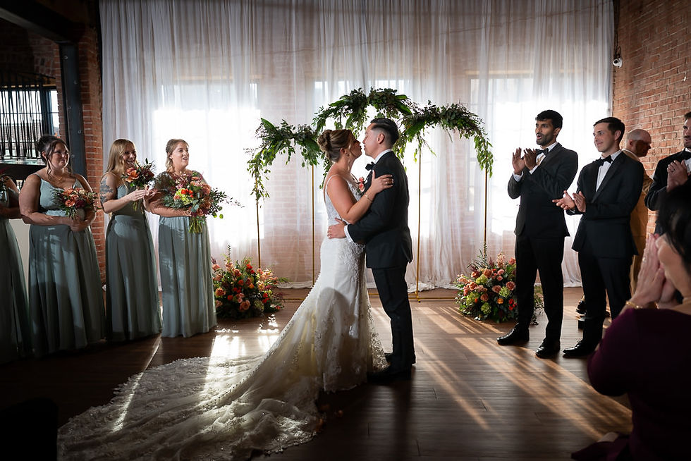 Bride and Groom first kiss at Union venue
