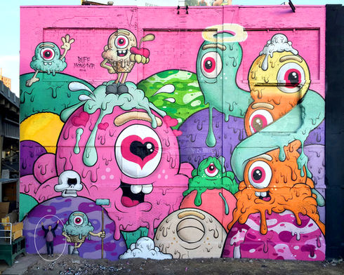The Seven Heavenly Virtues, a mural by Buff Monster