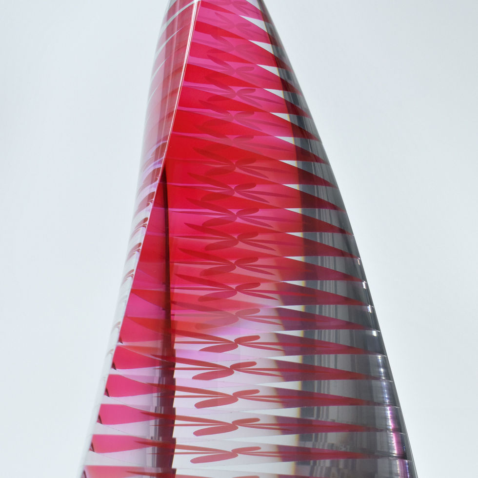 Glass Object #LXIX, Spiral stele, red pattern