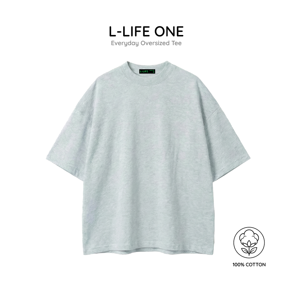 Hình thu nhỏ: Áo Thun Oversize Unisex L-LIFE ONE - Trắng