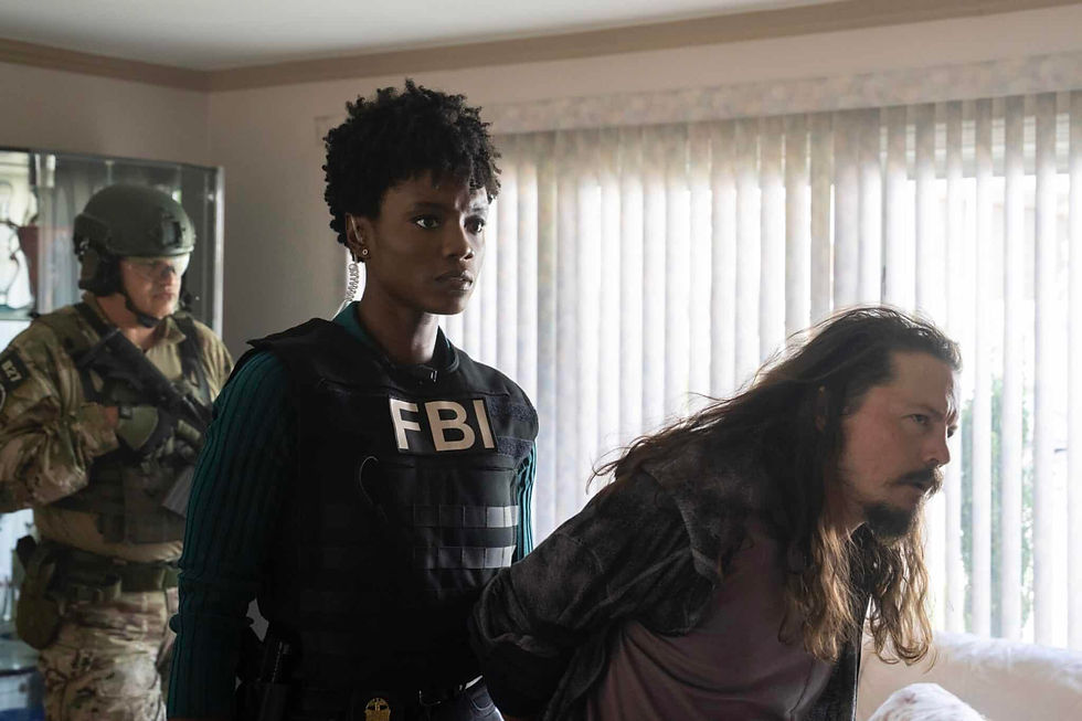 FBI Season 5 Episode 6 “Double Bind” – As the team works to rescue a 5-year-old kidnapping victim, Scola suspects the boy’s mother isn’t being forthcoming about why her son was targeted. Also, Nina struggles to open up to Scola about matters in their relationship, on a one-time-only Sunday airing of the CBS Original series FBI, Nov. 6 (8:30-9:30 PM, ET; 8:00-9:00 PM, PT) on the CBS Television Network, and available to stream live and on demand on Paramount+. “Double Bind” — Coverage of the CBS Original Series FBI, scheduled to air on the CBS Television Network. Pictured (L-R): Katherine Renee Turner as Special Agent Tiffany Wallace and Brian Sheppard as Thomas Mitchum. Photo: Bennett Raglin/CBS ©2022 CBS Broadcasting, Inc. All Rights Reserved.