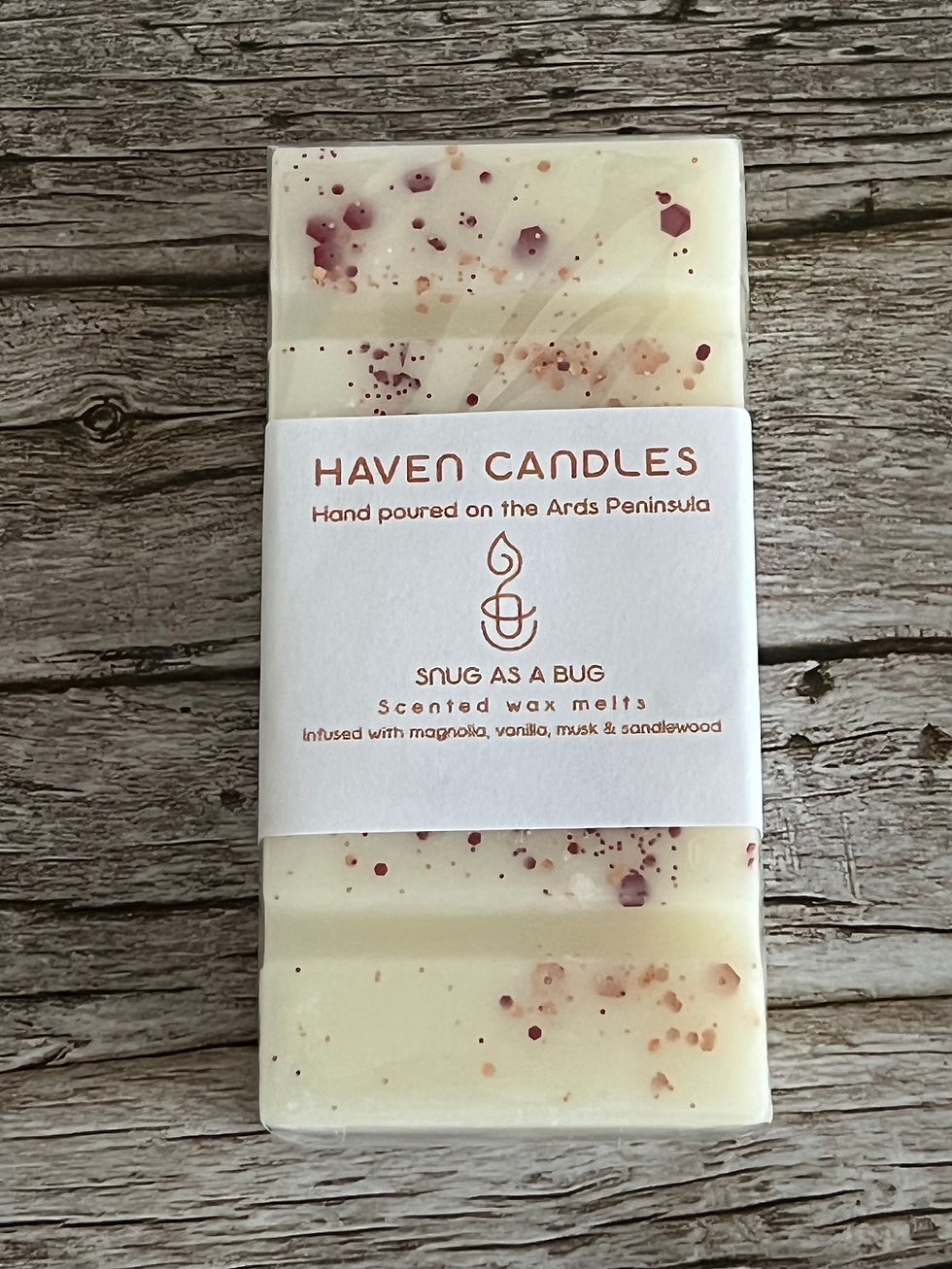 Haven Candles wax melt bar, Snug as a Bug scented wax melt bar.