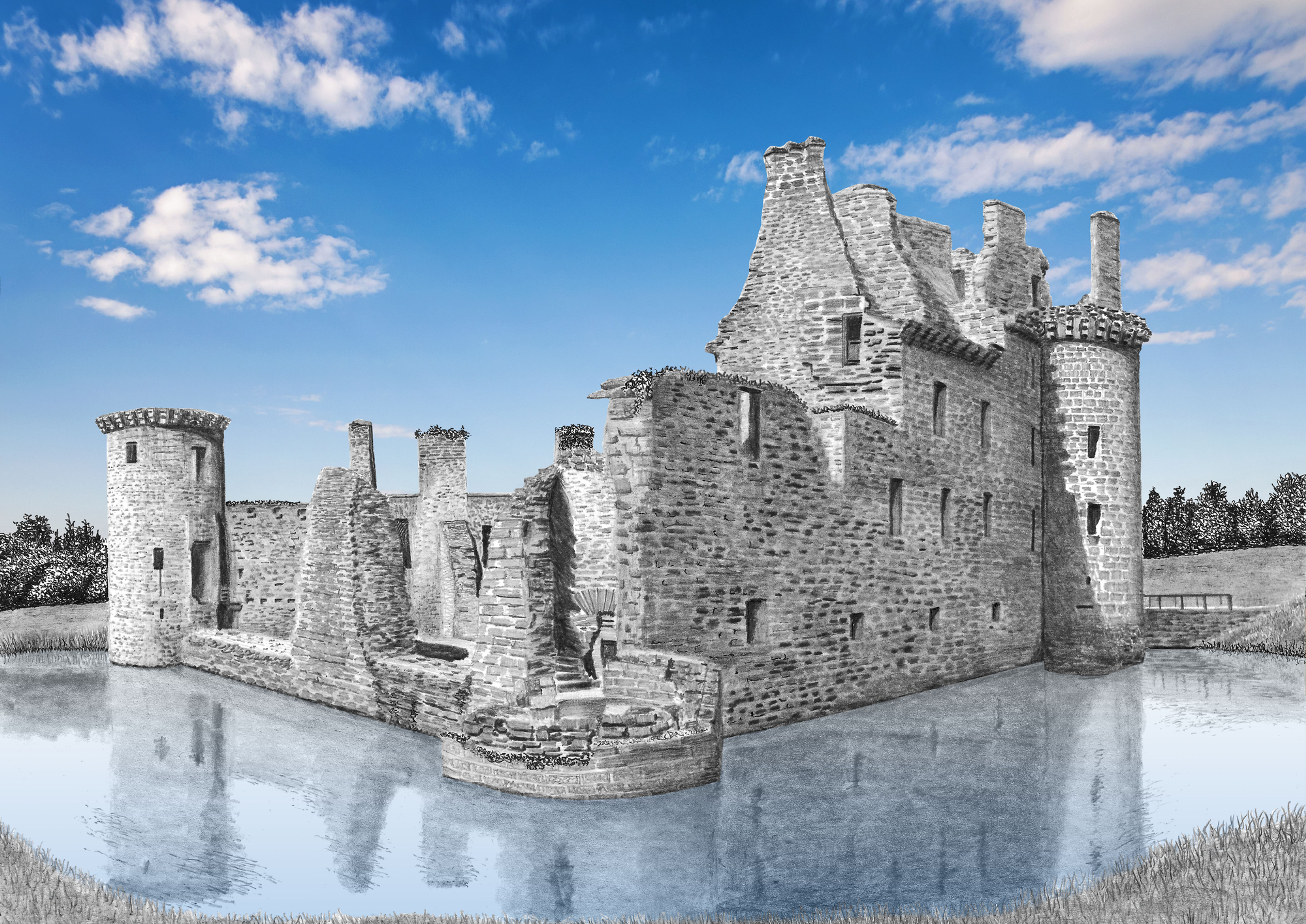 Caerlaverock Castle Print, Dumfries & Galloway