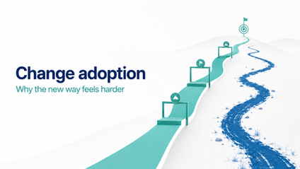 Illustration of a clean, structured new path versus a messy, well-worn old route, representing the contest between new systems and established habits.