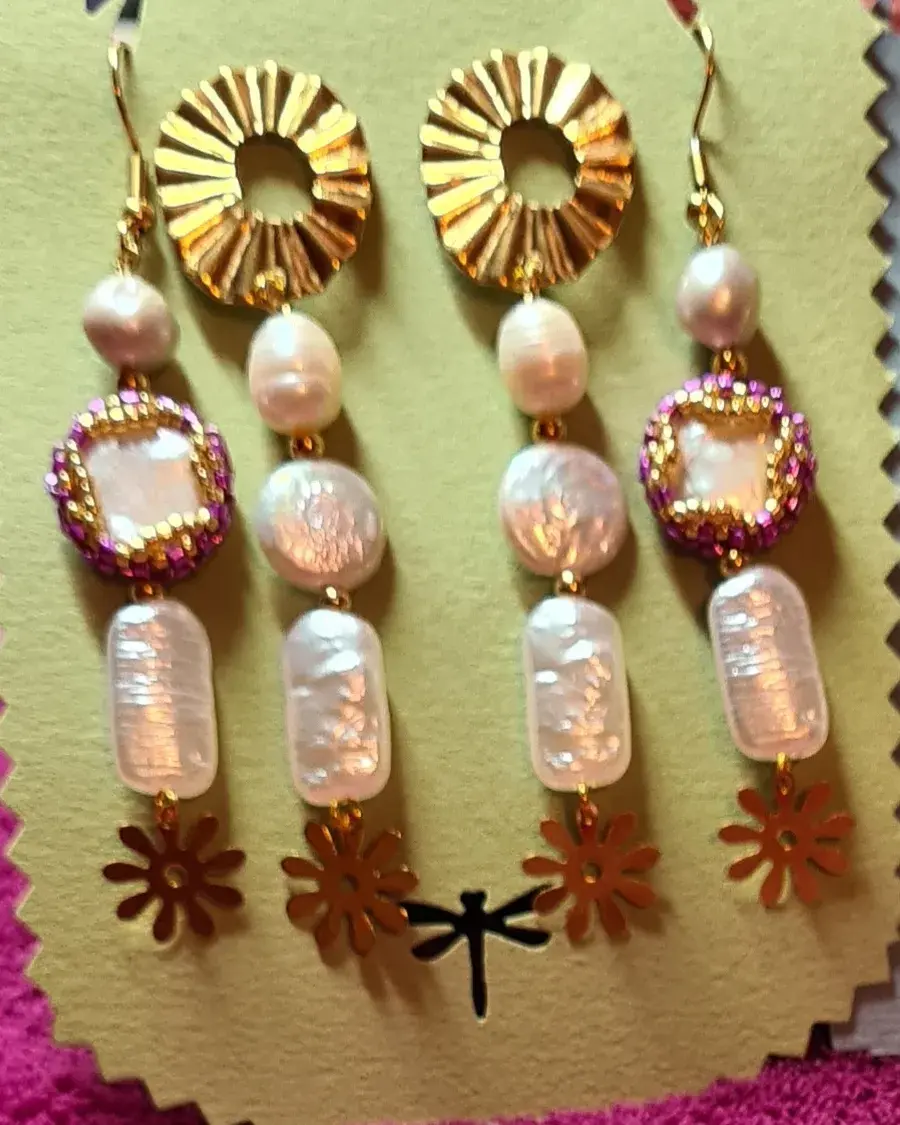 Miniature : Boucles d'oreilles palet de nacre serti