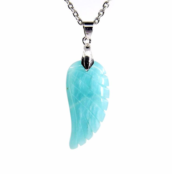 Natural Amazonite Angel Wing Necklace Grade : AAA