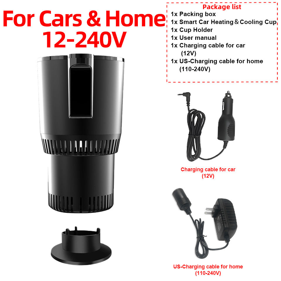 Thumbnail: 12V/220V Smart 2 In 1 Cooling Heating Car Cup With Cup Holder Display Screen Min