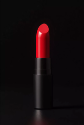 Luxury lipstick product retouch with reflection control and deep red color enhancement