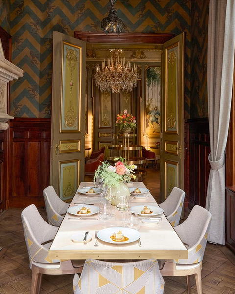 Luxury dining hall enhanced with color calibration and lighting refinement