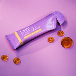 Purple supplement product enhanced with typography refinement and surface cleanup