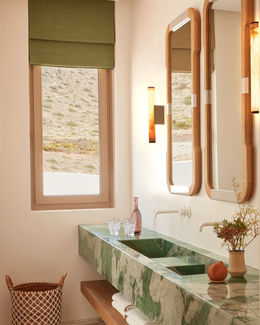 Luxury bathroom interior enhancement with color correction and reflection cleanup