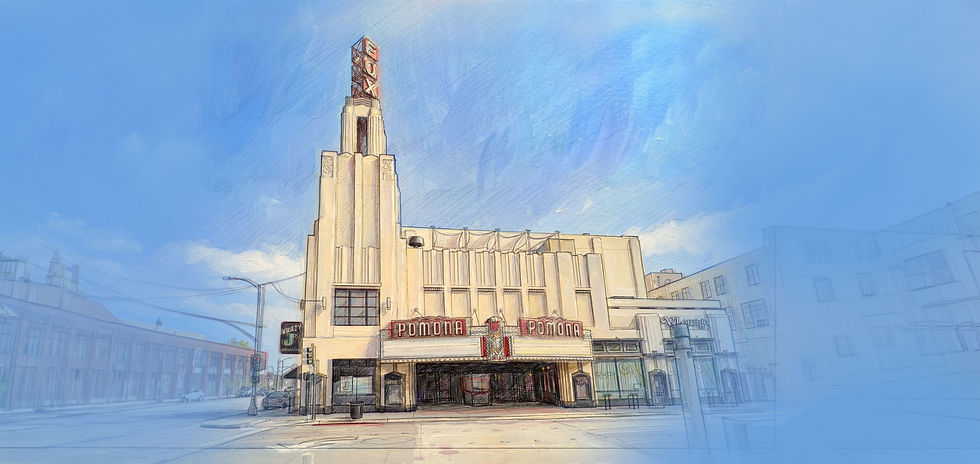 Illustration of the old FOX building in Pomona California