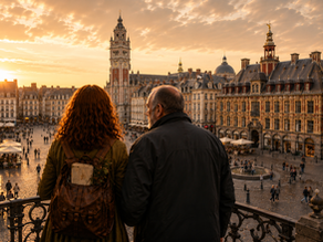 Jeune femme et son grand-père à Lille