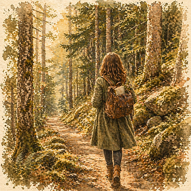 Jeune femme qui marche en forêt