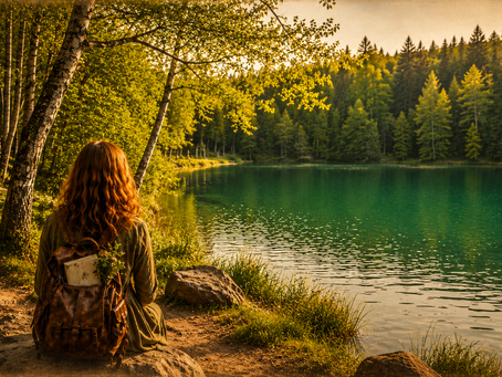 Jeune femme devant le lac de la Maix