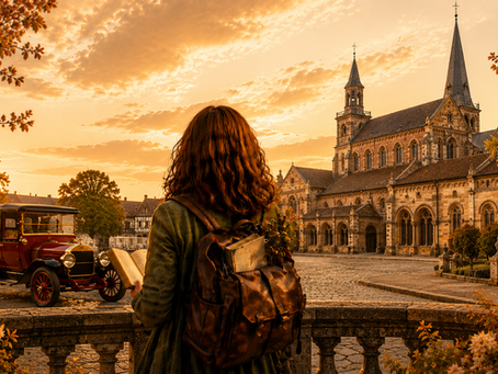 Jeune femme en week-end à Stuttgart : Voiture de Mercedes-Benz & monastère de Maulbronn