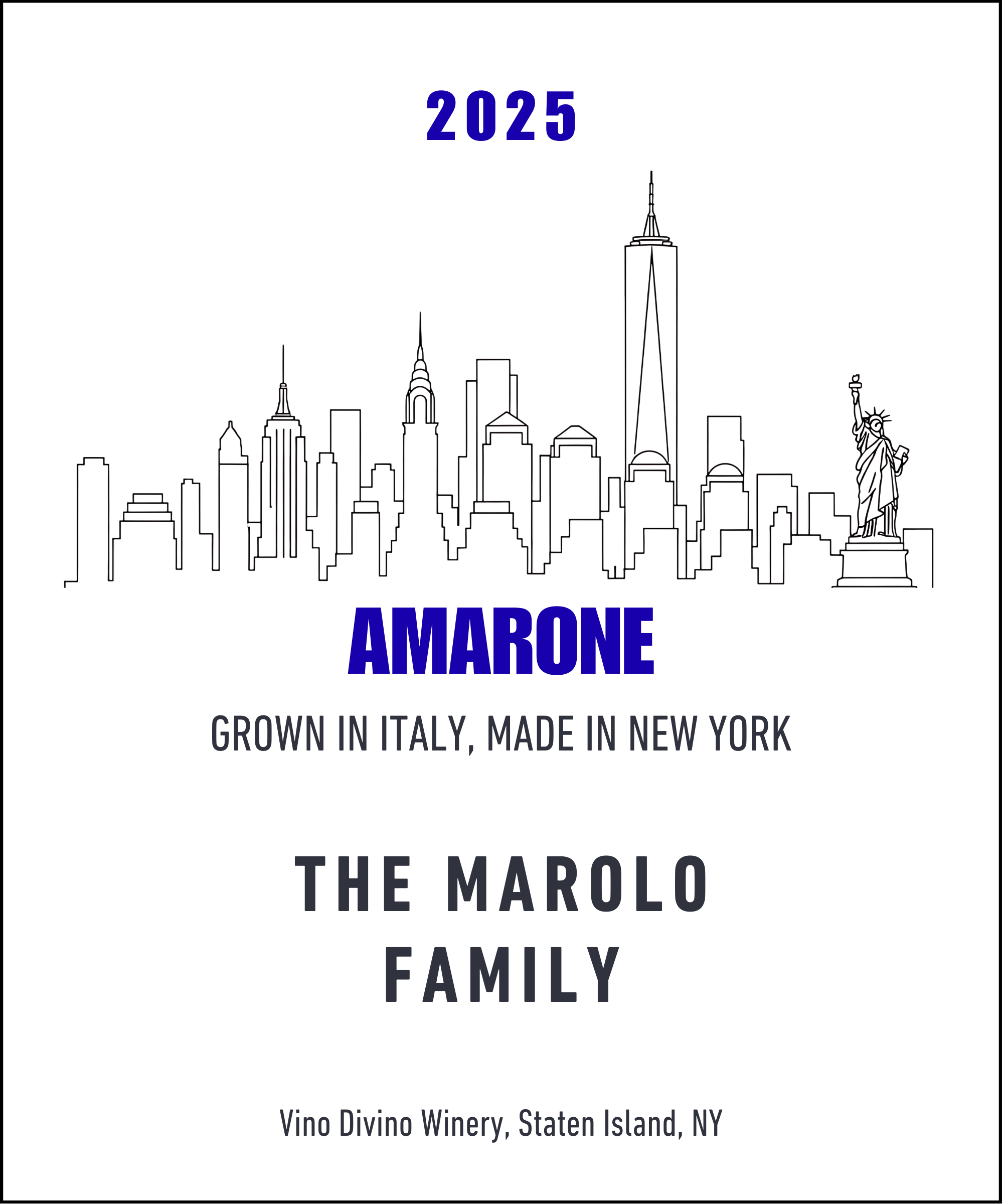 New York Skyline Wine Label Blue (4" x 3.33" Rectangle)