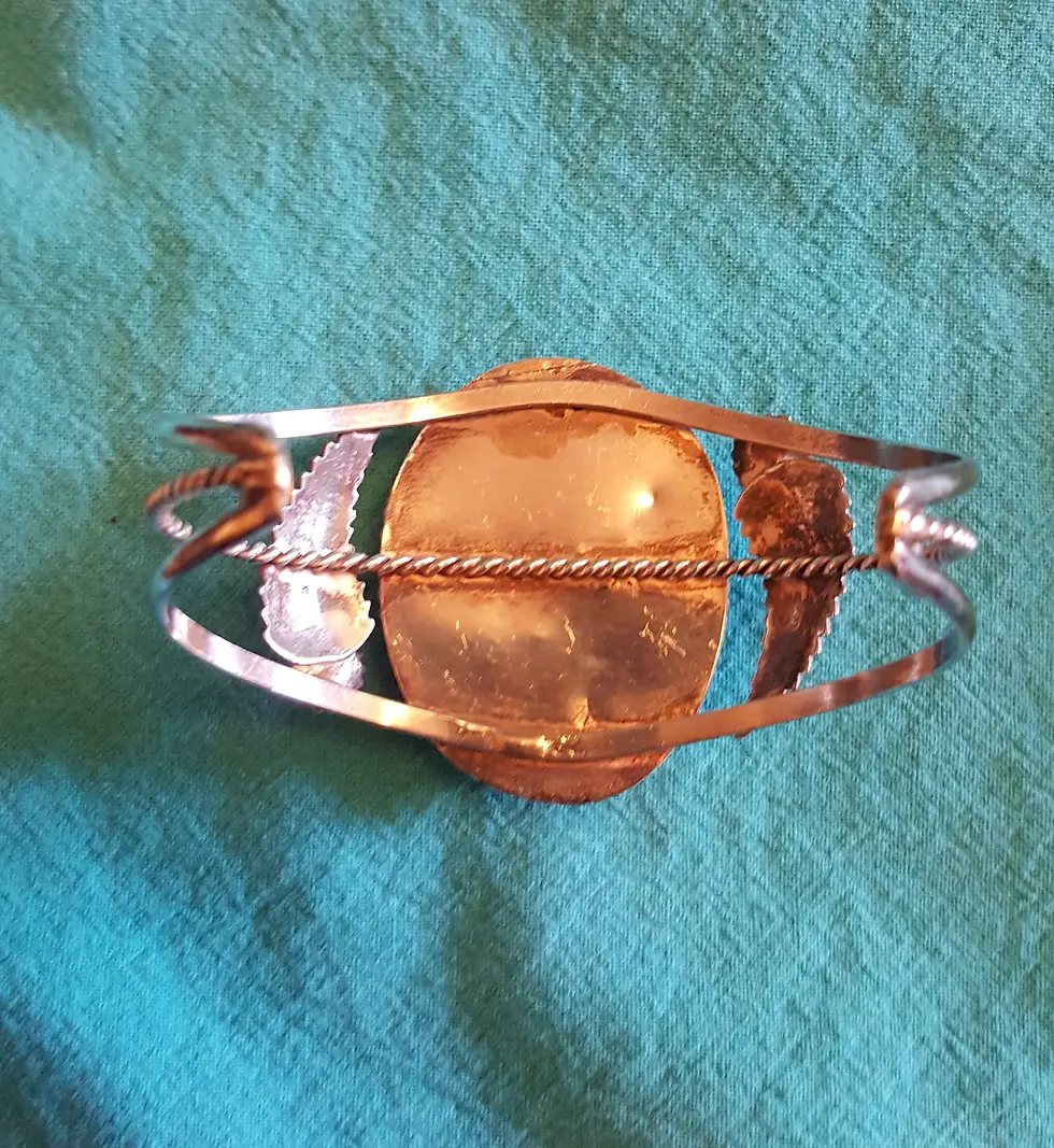 Thumbnail: Vintage Sterling and Onyx Bracelet