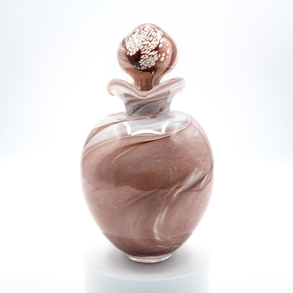 Hand-Blown Glass Keepsake Urn - Mocha White
