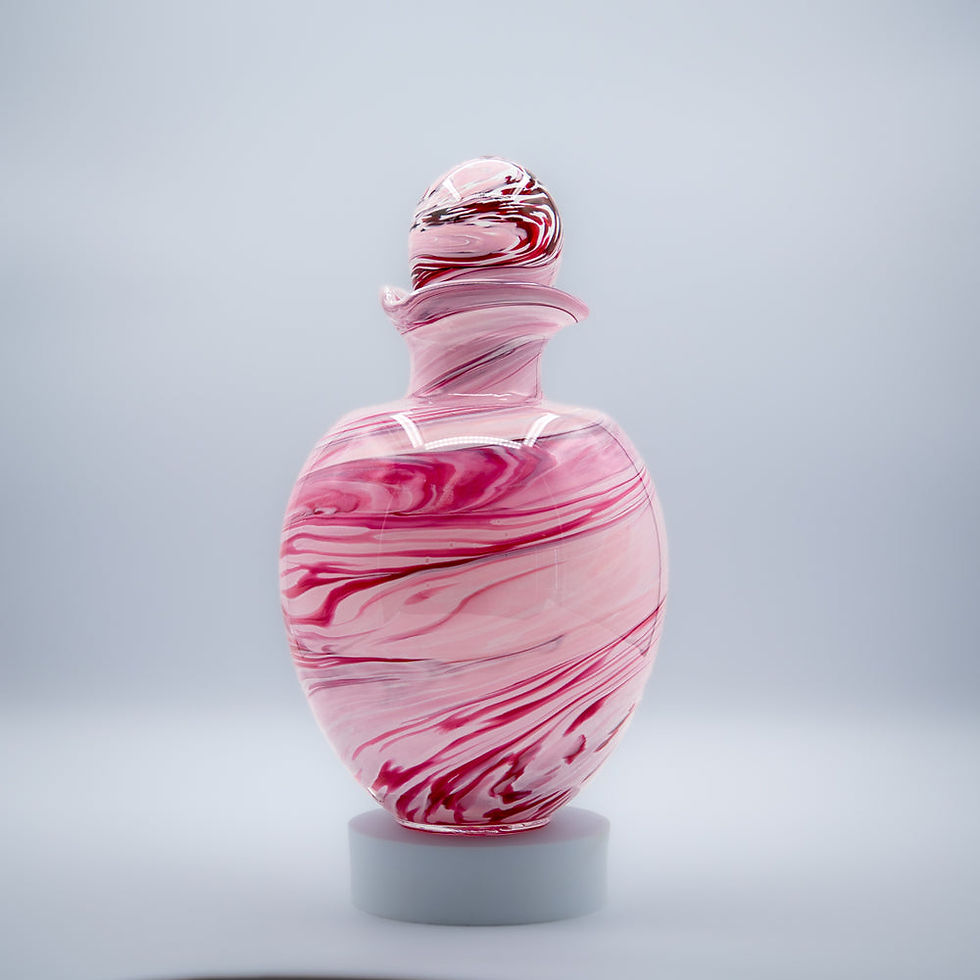 Thumbnail: Hand-Blown Glass Urn - Ruby Baby Pink