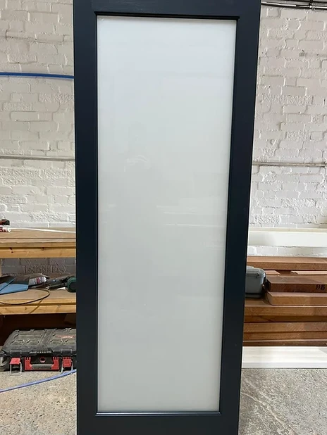 Internal door with satin glass