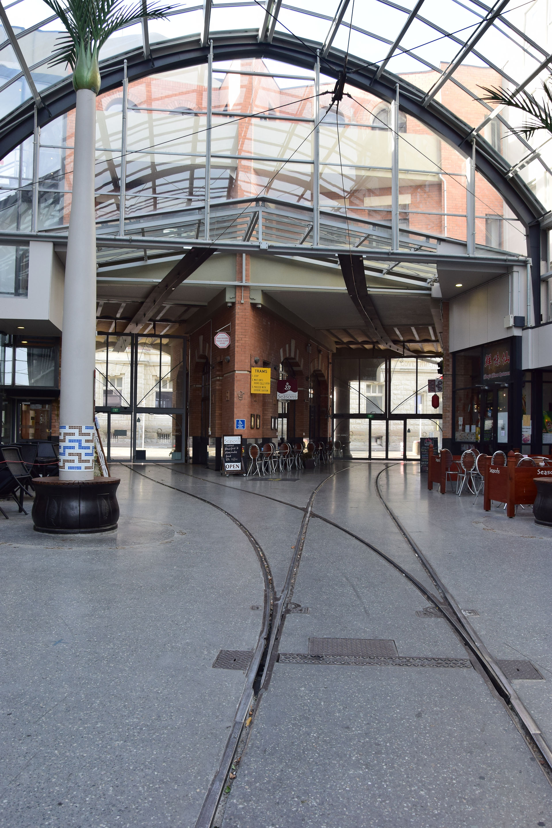 Tram through the building