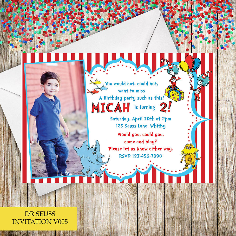 Thumbnail: Dr Seuss Themed Birthday Invitation