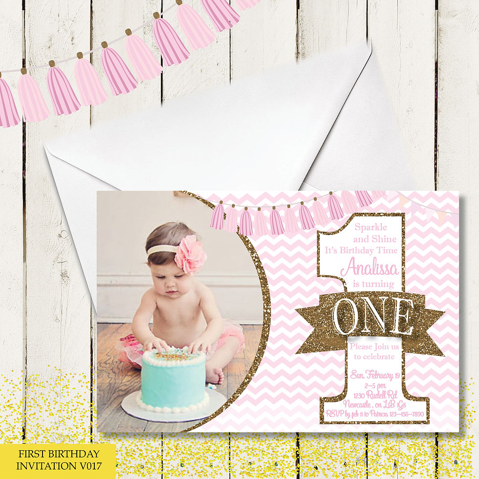 Thumbnail: Tassel First Birthday Themed Birthday Invitation