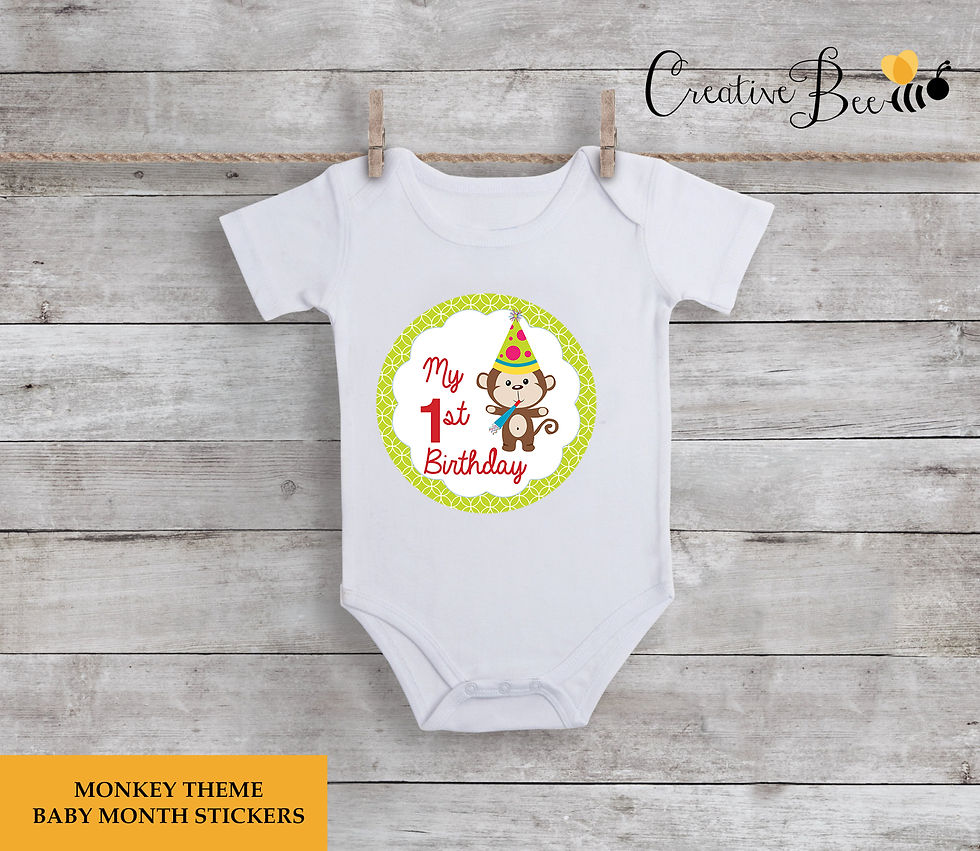 Thumbnail: Monkey Themed Baby Special Occasion Stickers