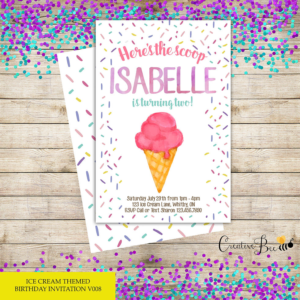 Thumbnail: Ice Cream Themed Birthday Invitation