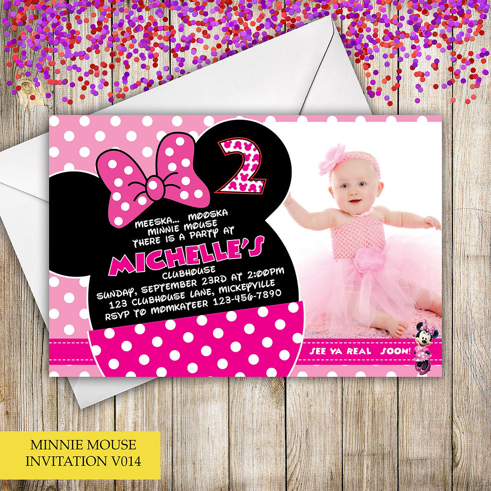 Thumbnail: Minnie Mouse Themed Birthday Invitation