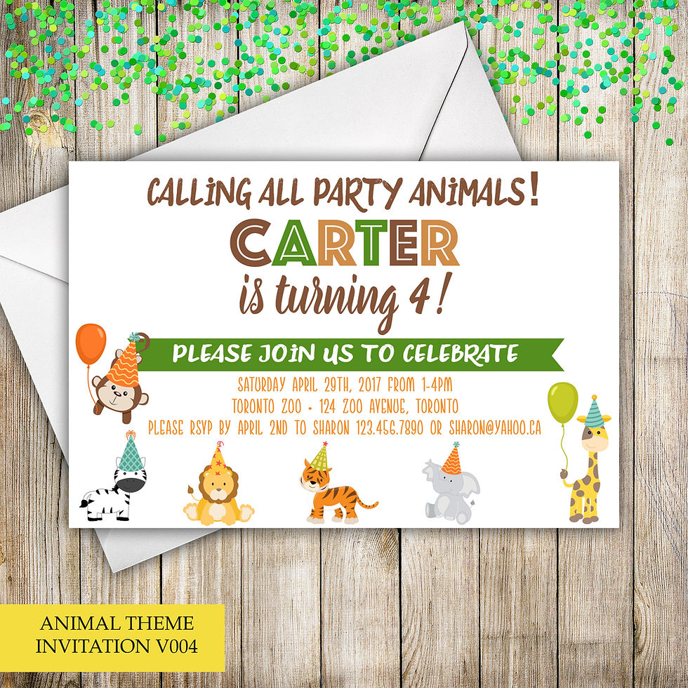 Thumbnail: Animal Themed Birthday Invitation