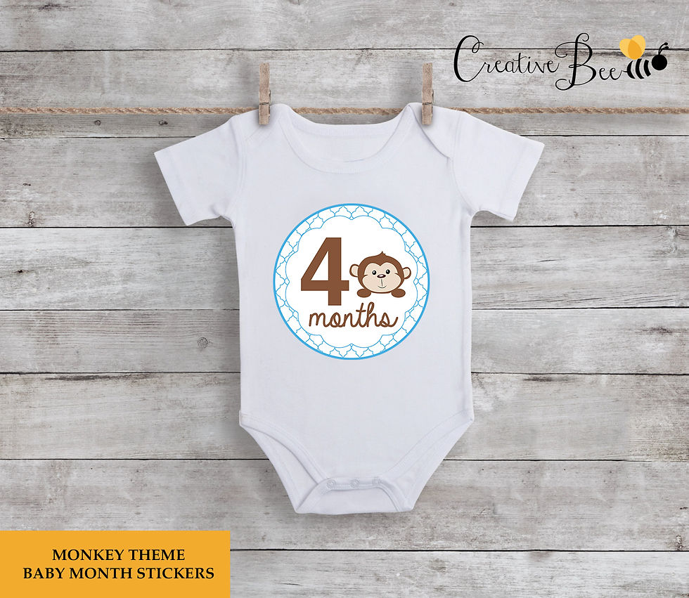 Thumbnail: Monkey Themed Baby Monthly Stickers