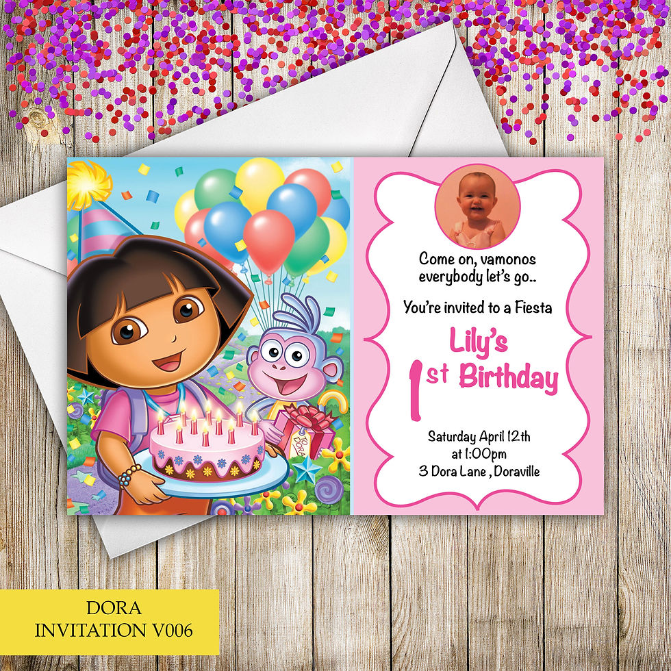 Thumbnail: Dora Themed Birthday Invitation