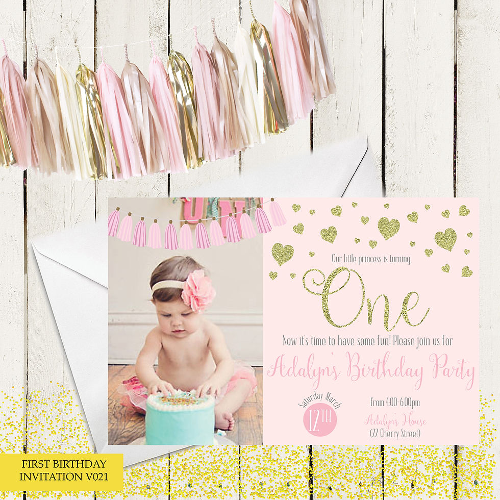 Thumbnail: Tassel First Birthday Themed Birthday Invitation