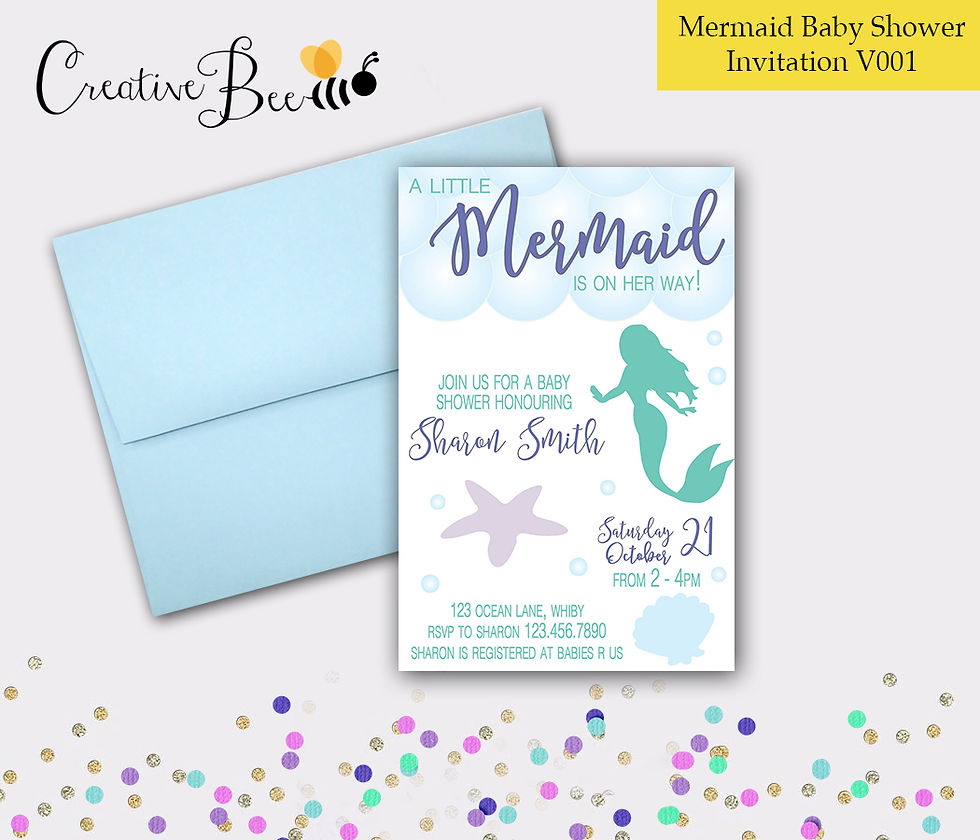 Thumbnail: Mermaid Themed Baby Shower Invite