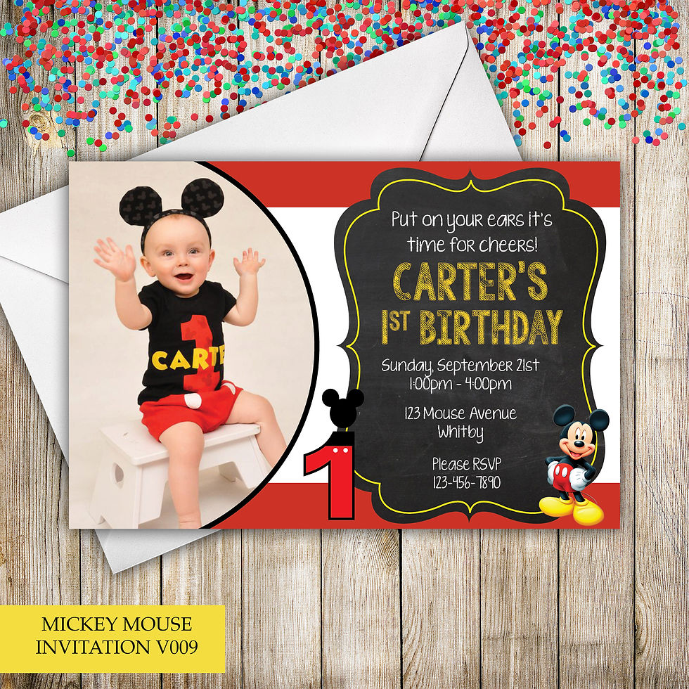 Thumbnail: Mickey Mouse Themed Birthday Invitation