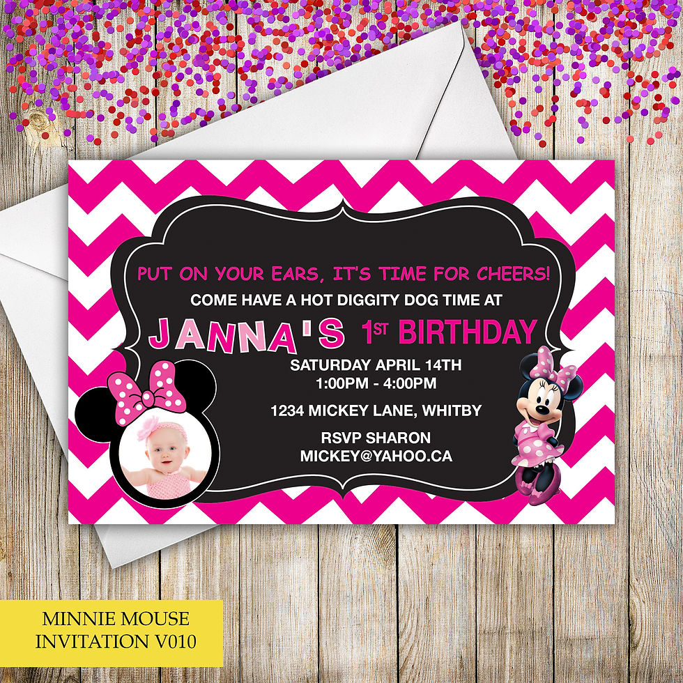 Thumbnail: Minnie Mouse Themed Birthday Invitation