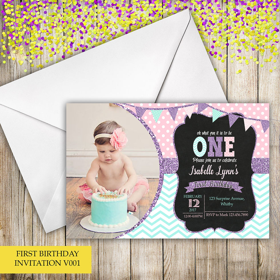 Thumbnail: First Birthday Themed Birthday Invitation
