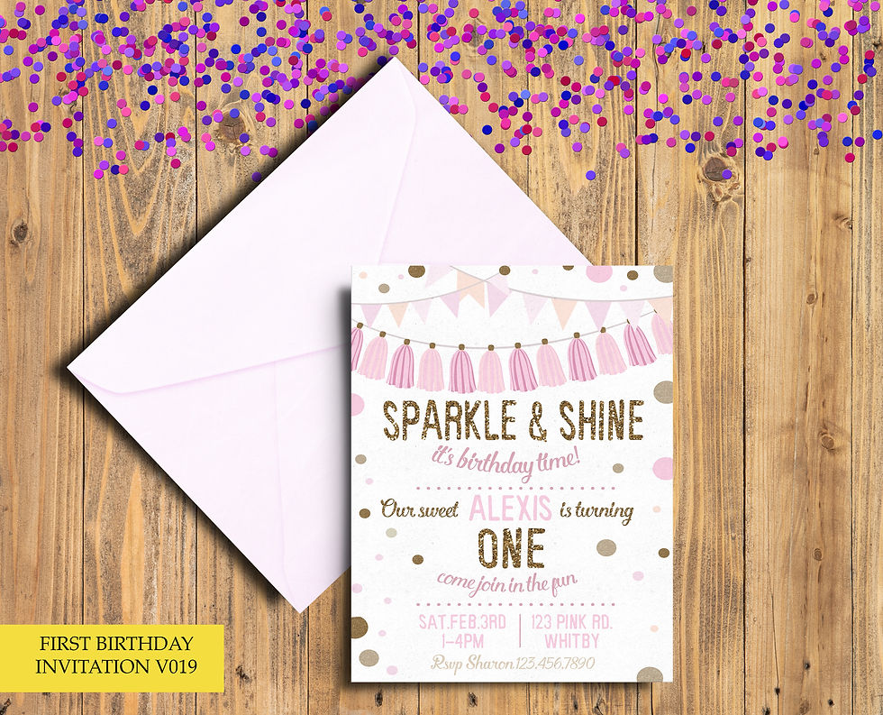 Thumbnail: Tassel First Birthday Themed Birthday Invitation