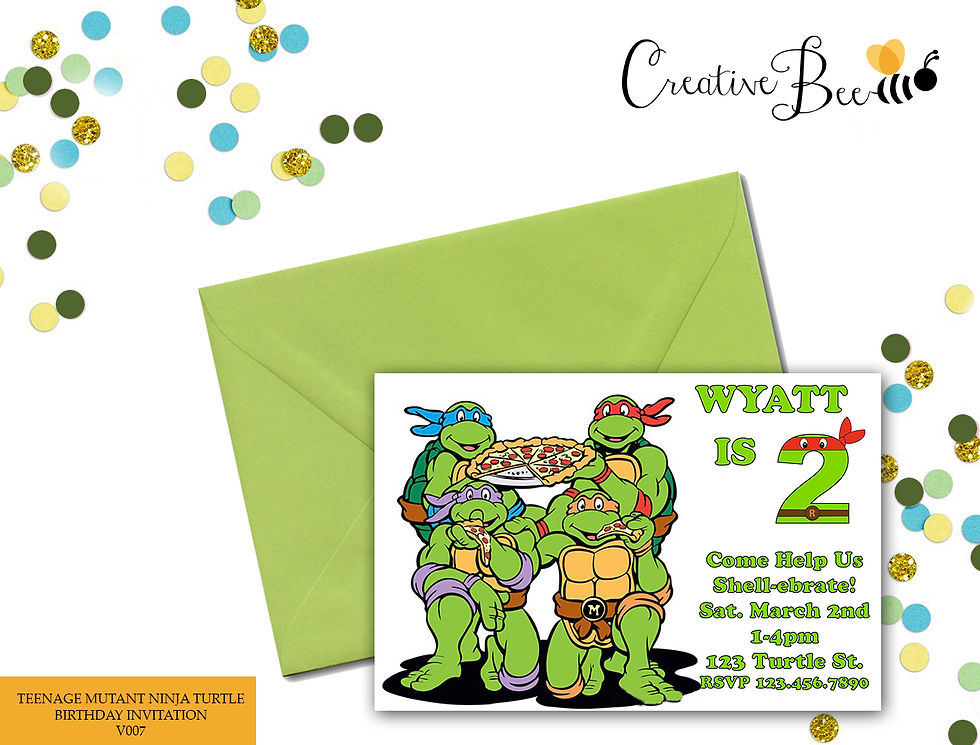 Thumbnail: Teenage Mutant Ninja Turtles Themed Birthday Invitation