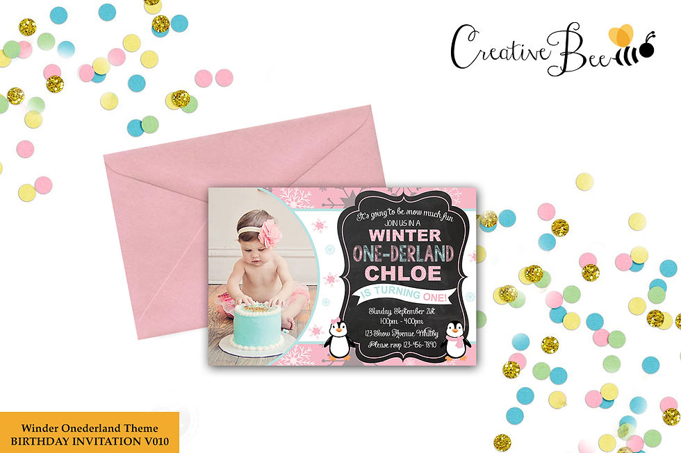 Thumbnail: Winter Onederful Themed Chalk Birthday Invitation