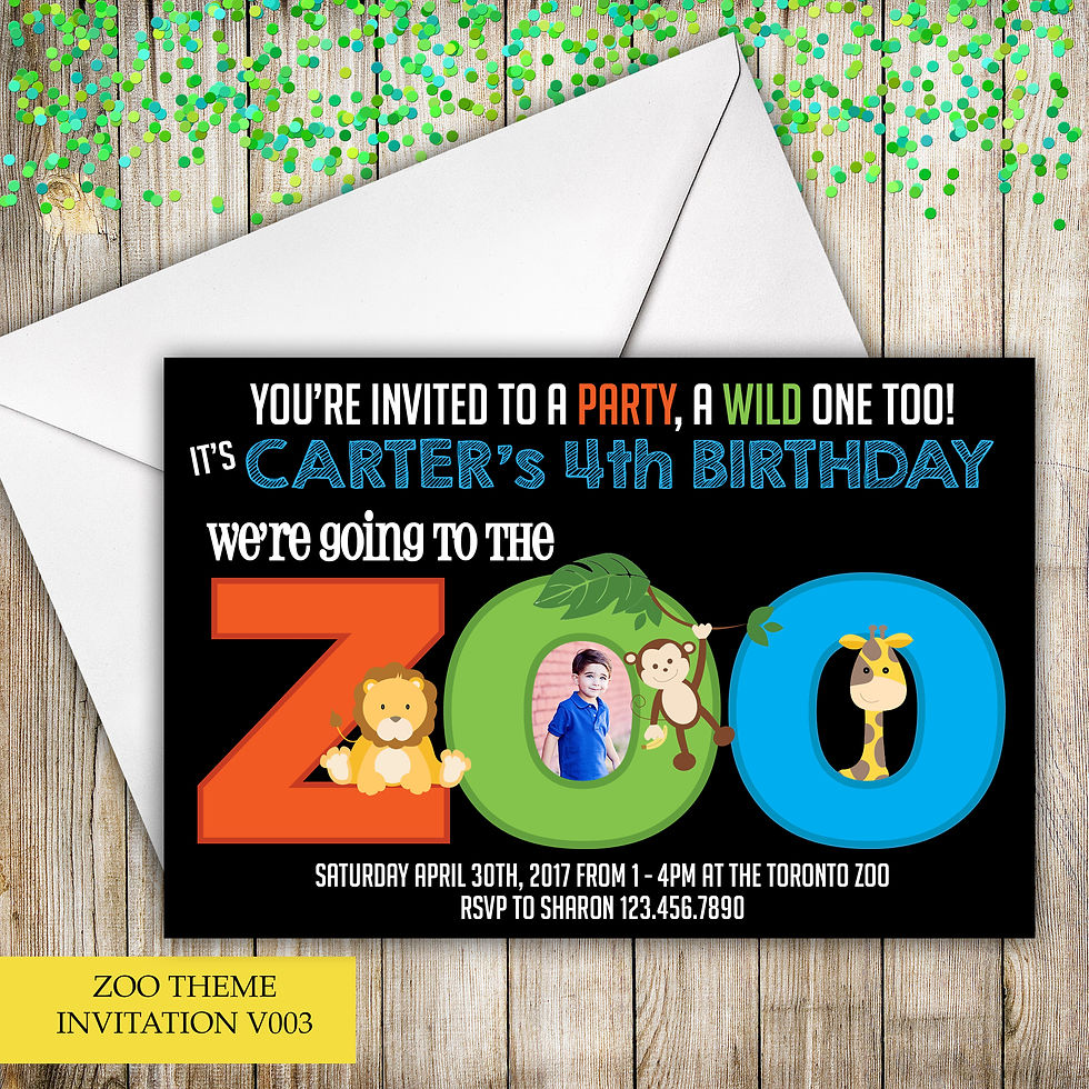 Thumbnail: Zoo Themed Birthday Invitation