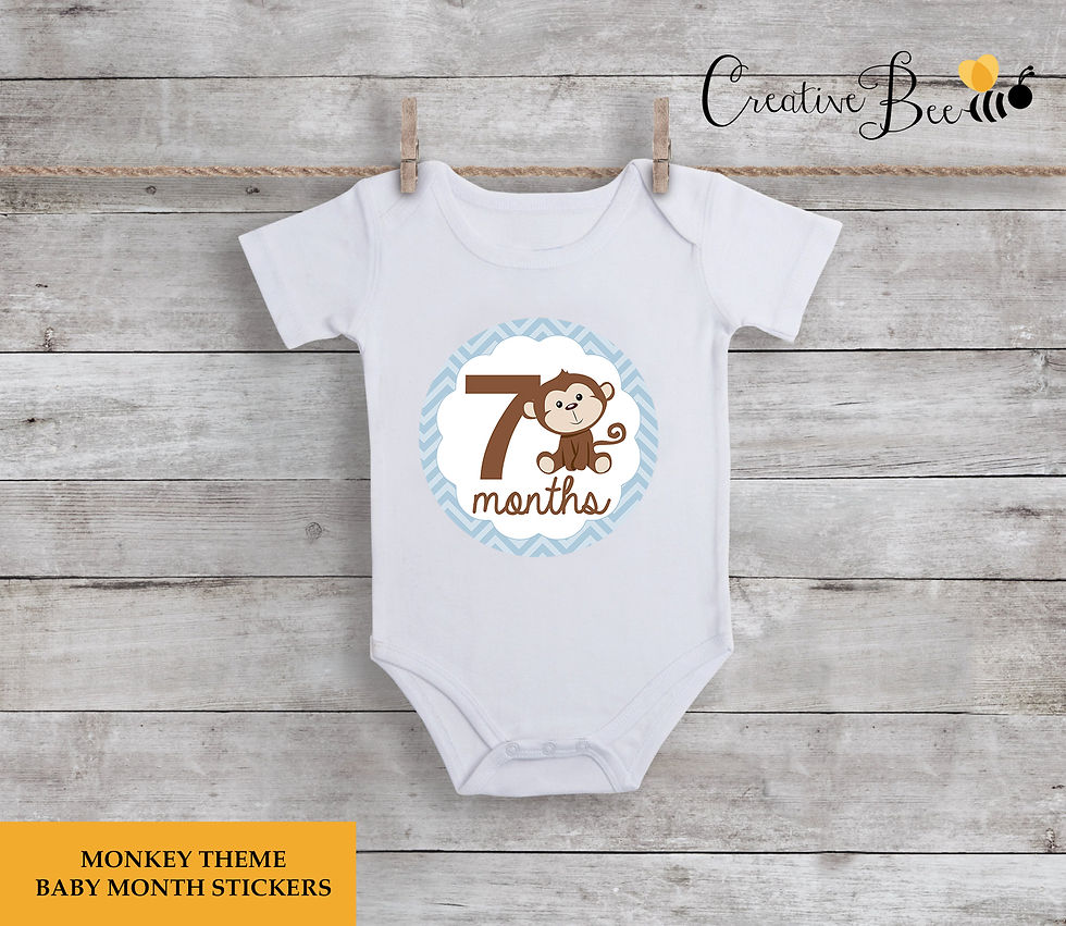 Thumbnail: Monkey Themed Baby Monthly Stickers