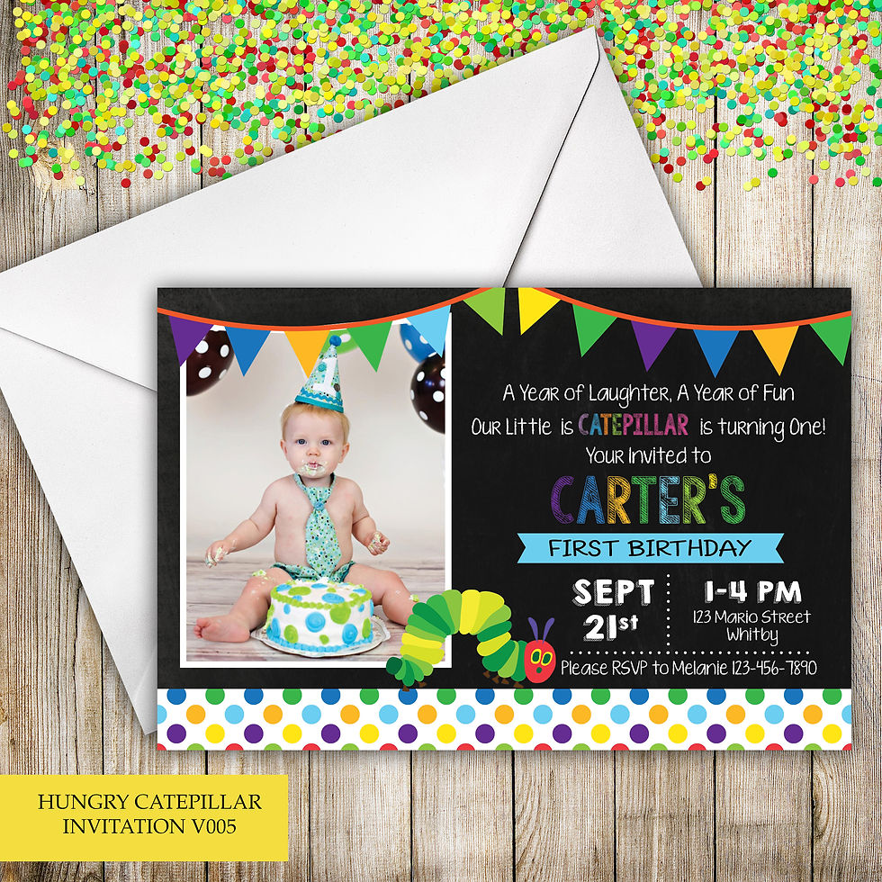 Thumbnail: Hungry Catepillar Themed Birthday Invitation